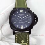 Copy Panerai PAM00535 Luminor GMT Watch Black Case Green Nylon Strap